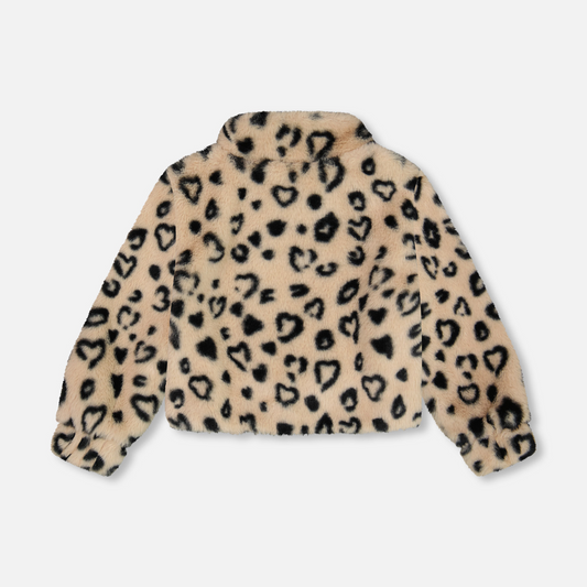 Faux fur jacket - cheetah hearts