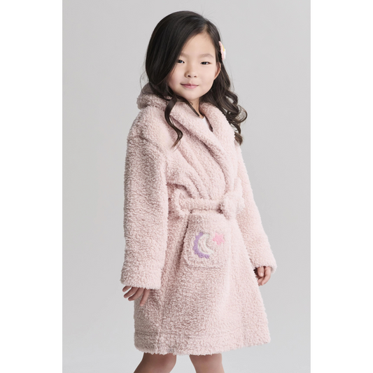 Brushed embroidered star robe - dusty rose