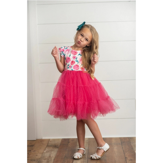 Rose tiered tulle dress