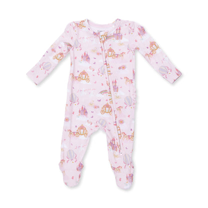 Princess unicorns & castle 2way ruffle back footie