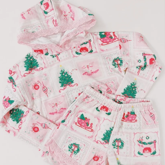 Christmas tiles hoodie & shorts set