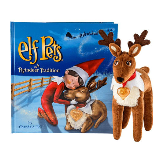 Elf pets reindeer