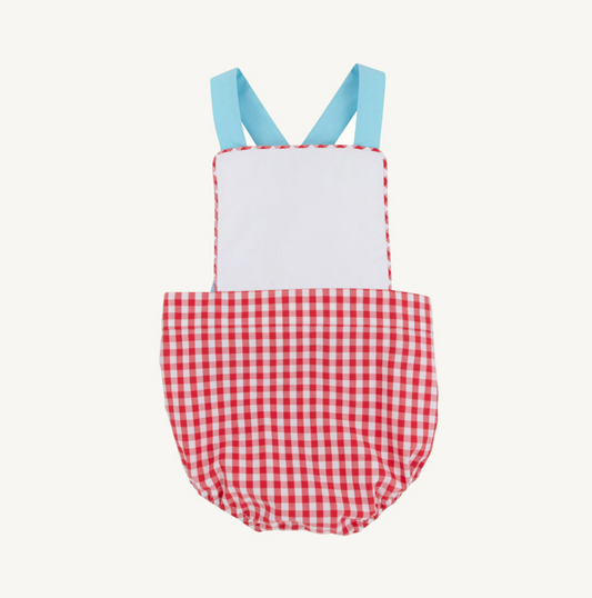 Sayre sunsuit - richmond red gingham/wawhite