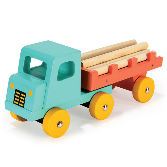 Teal timber truck