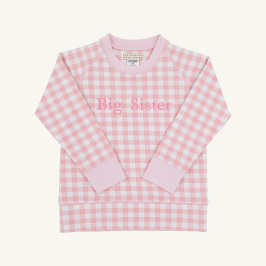 Cassidy Comfy Crewneck - pbp gingham/big sister