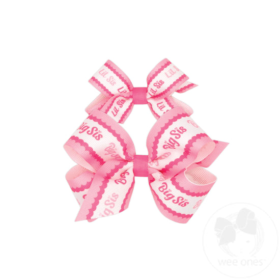 2pk Big Sis/Lil Sis Print Bow