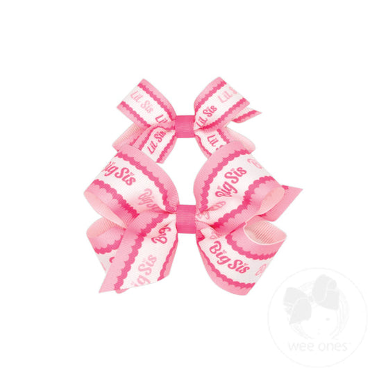 2pk Big Sis/Lil Sis Print Bow