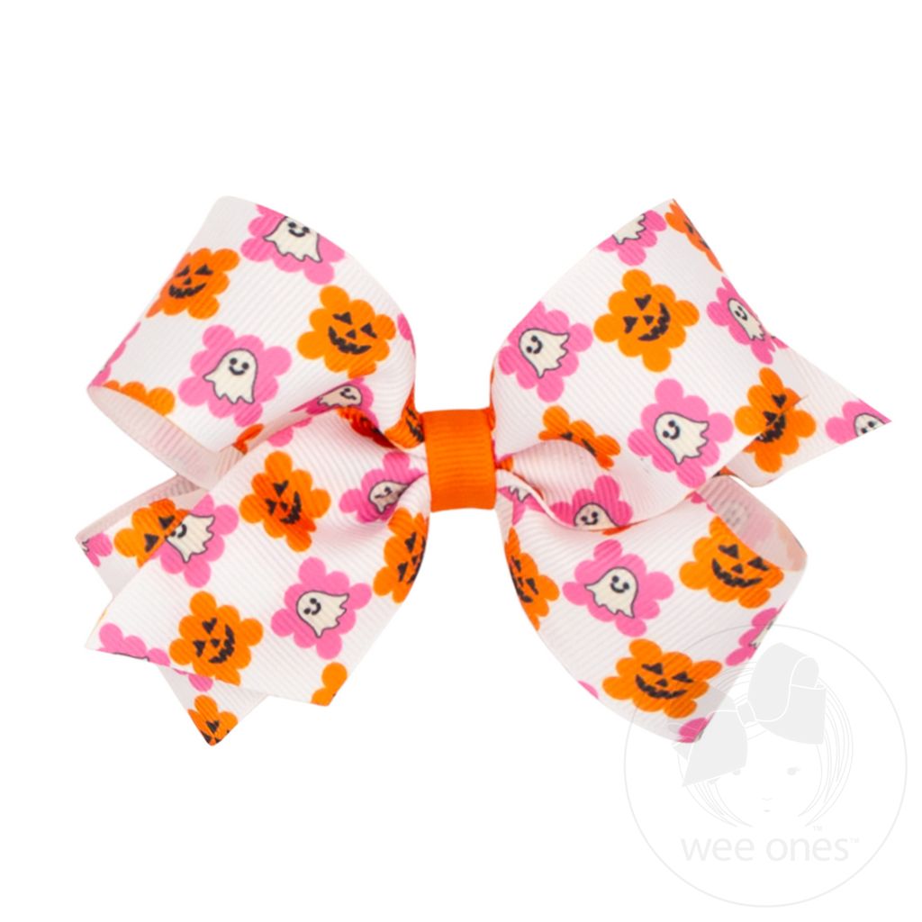 Medium Halloween Print Bow - Checkered