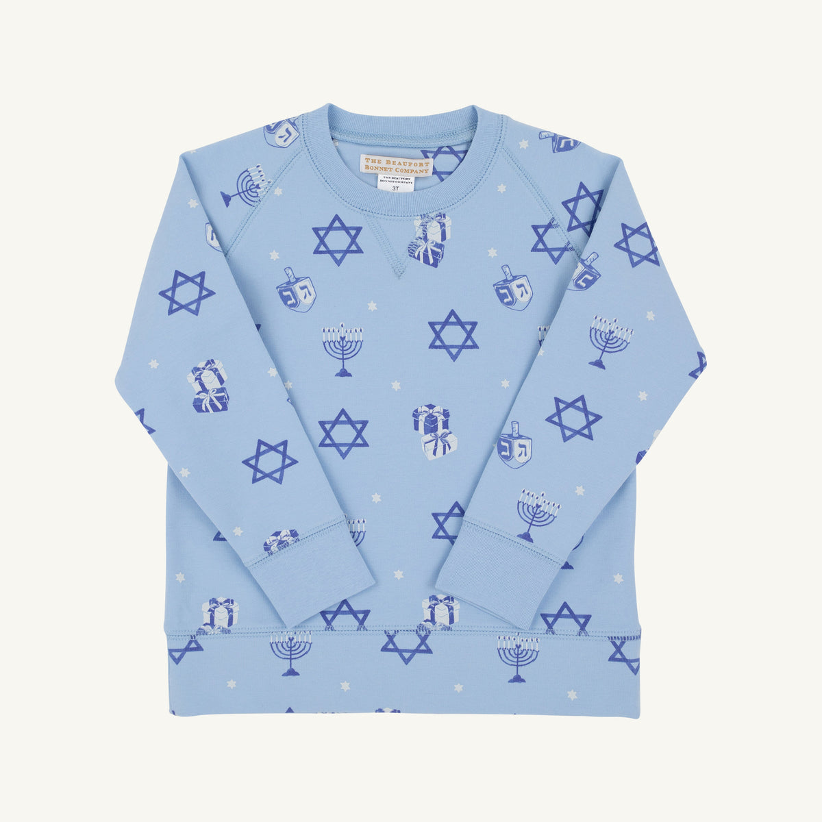 Cassidy Comfy Crewneck Boys French Terry - Eight Nights to Remember/Beale St Blue