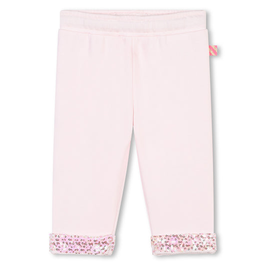 Joggers w. turn up sequin hem - baby pink