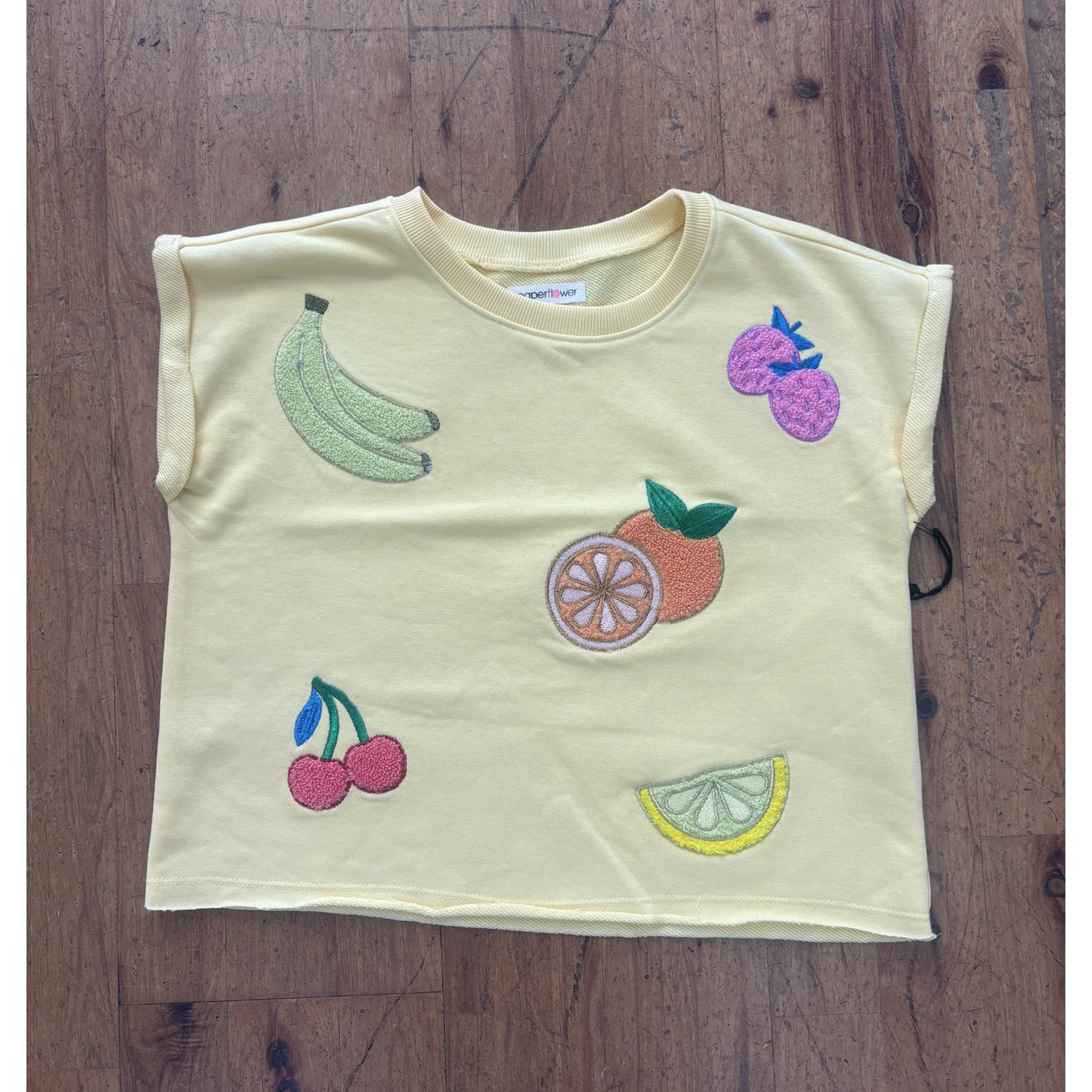 Embroidered fruits top