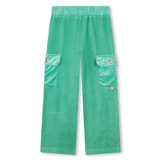 Velvet cargo trousers w. studded pockets - green