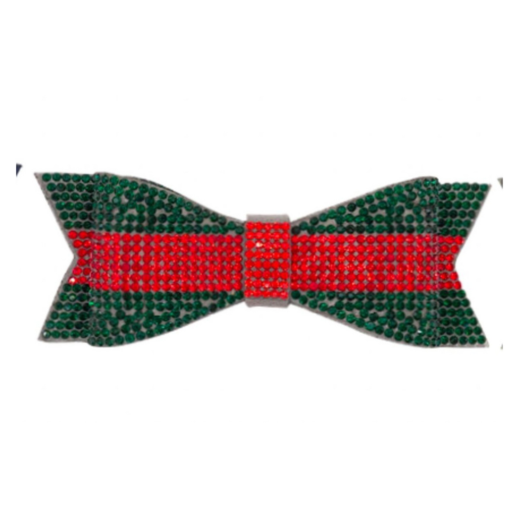 Red/green crystalized thin bow headband