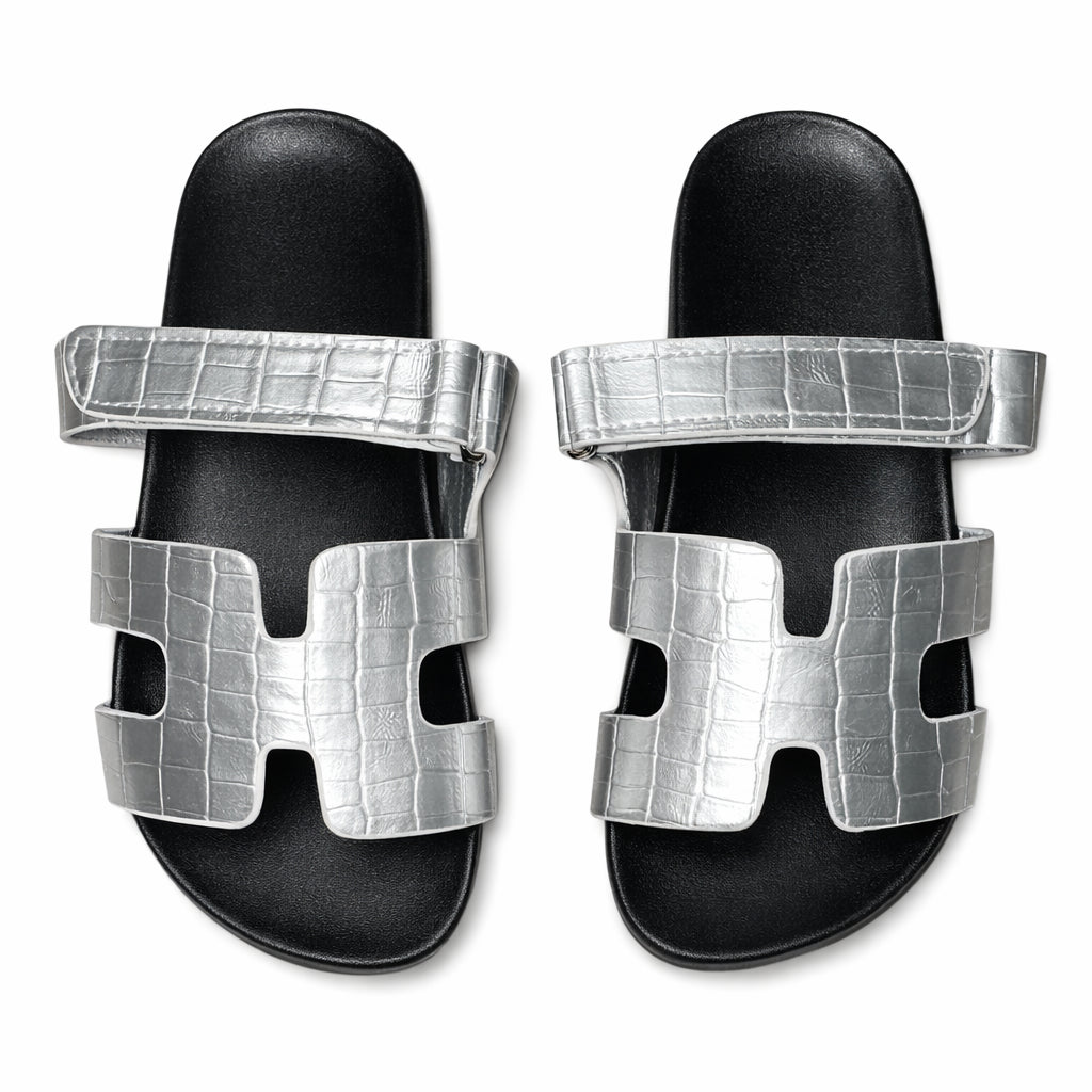 Miami sandals - silver croc