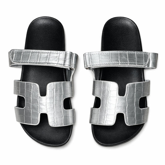 Miami sandals - silver croc