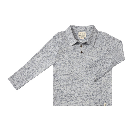 Spencer l/s polo - heathered navy