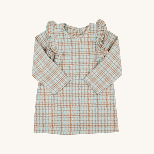 Ruehling l/s ruffle dress - henry clay houndstooth