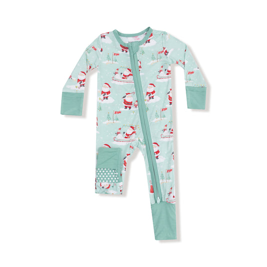 Golfing Santa & elves 2 way zipper romper