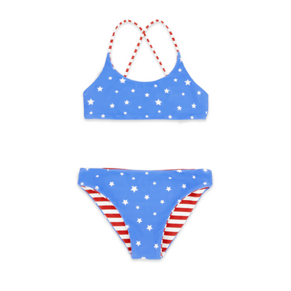 Waverly reversible bikini - true red stripes/stars