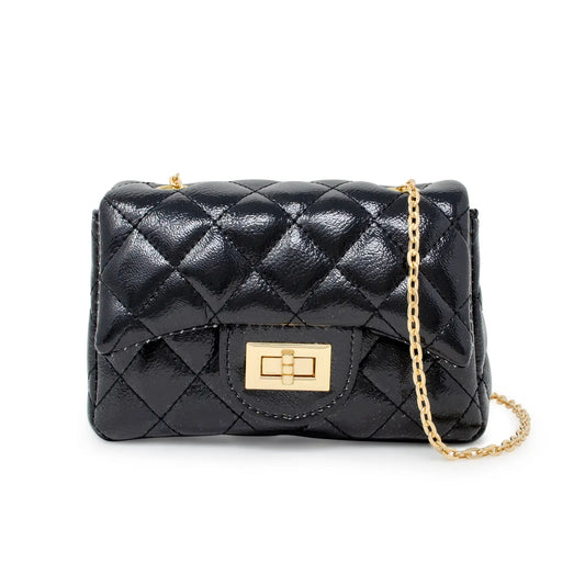 Metallic classic mini purse - black