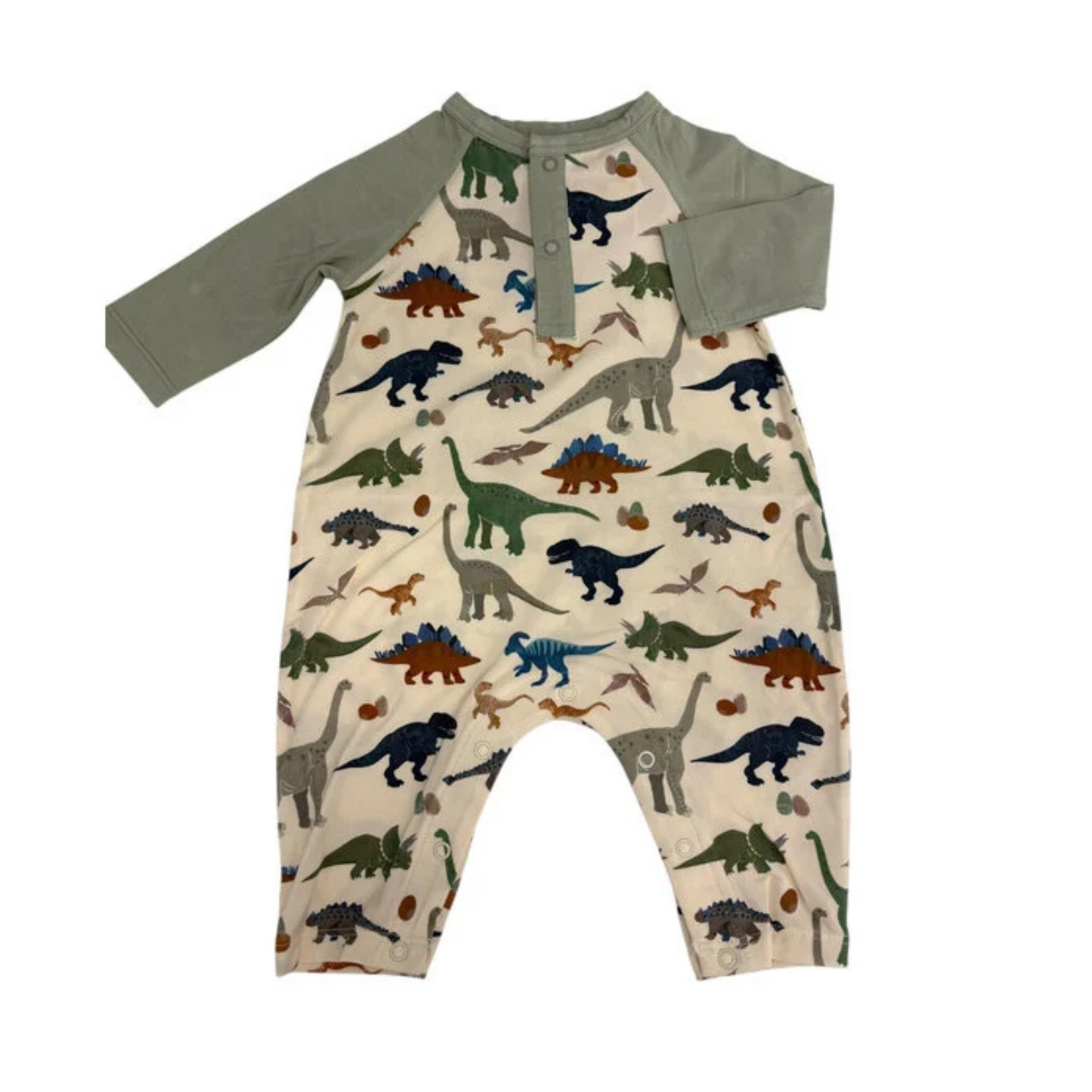 Washy dinos l/s raglan henley romper