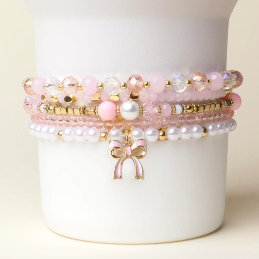 Tumbler bracelet stack - coquette charm
