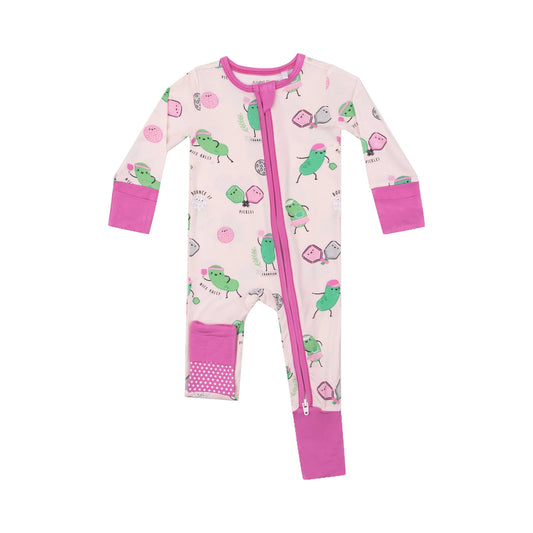 Pickleball pink 2way zipper romper