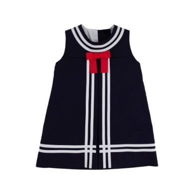 Madge main sail dress - nantucket navy/white/red