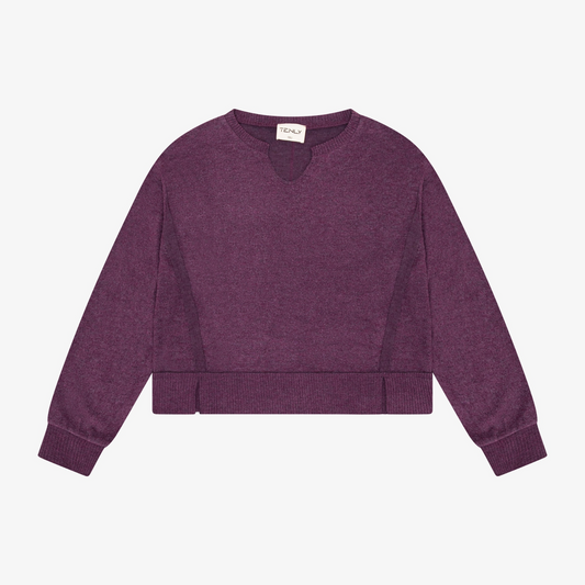 Hacci jersey cropped split neck tunic - fig