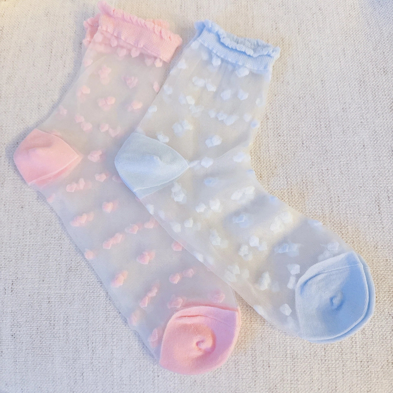 Sweet hearts socks - pink/blue