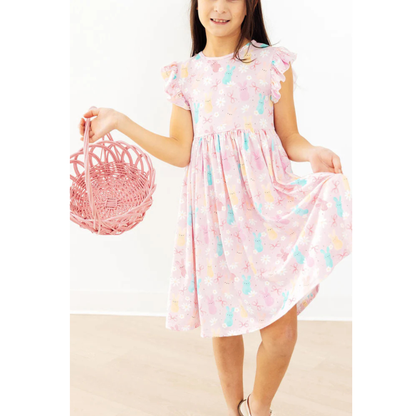Preppy peeps flutter sleeve twirl dress