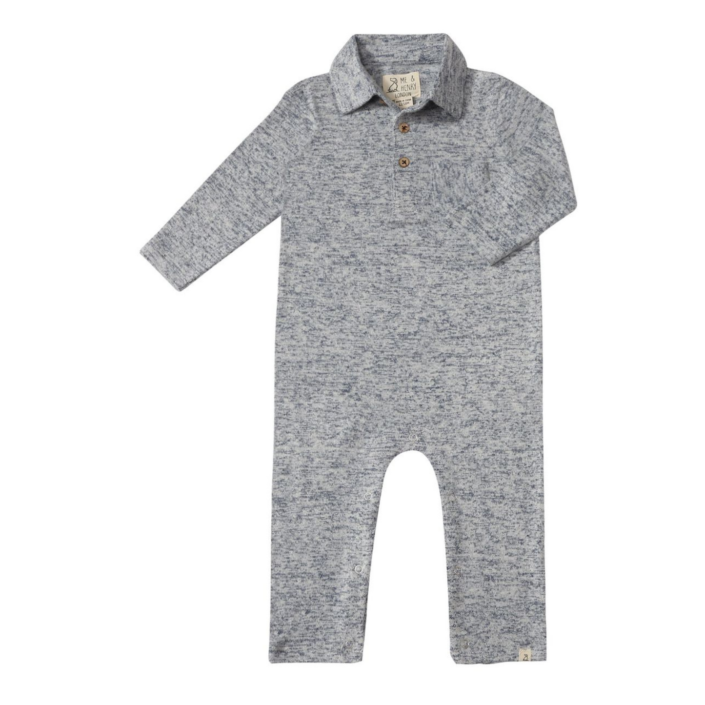 Kingston polo romper - heathered navy