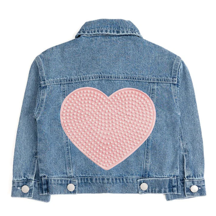 Pearl heart patch denim jacket
