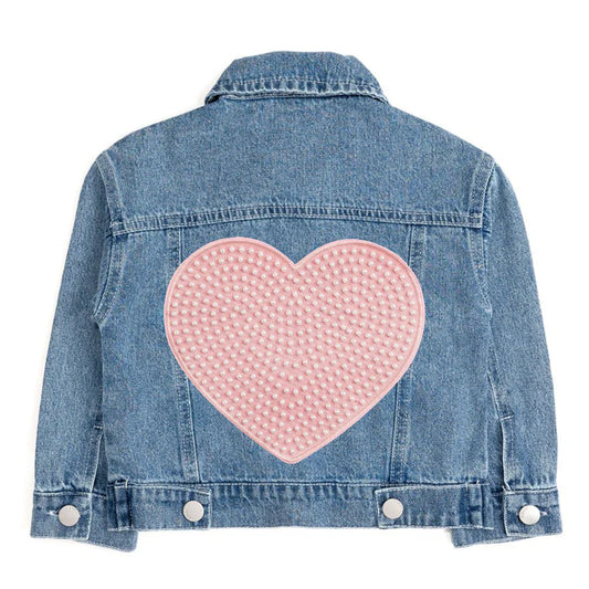Pearl heart patch denim jacket