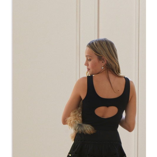 Harlow black heart cut out tank - black