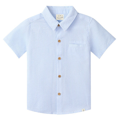 Pale blue seersucker button down