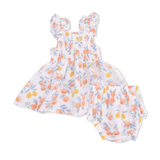 Citrus floral baby doll tunic & bloomer set