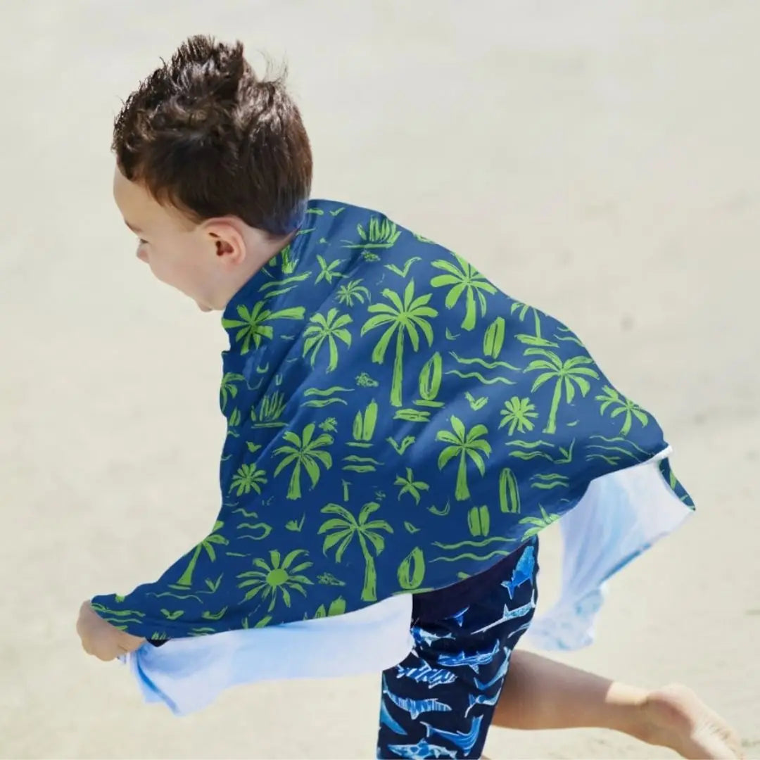 UPF 50+ beach towel w. hood - surf and sun