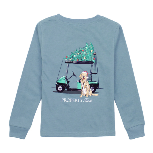 Santa's caddy l/s tshirt - steel blue
