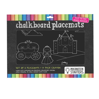 Chalkboard placemat coloring set - princess & butterflies