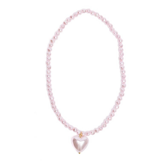 Pink pearl heart necklace