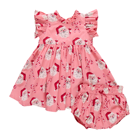 Jennifer dress set - pink candy cane Santa