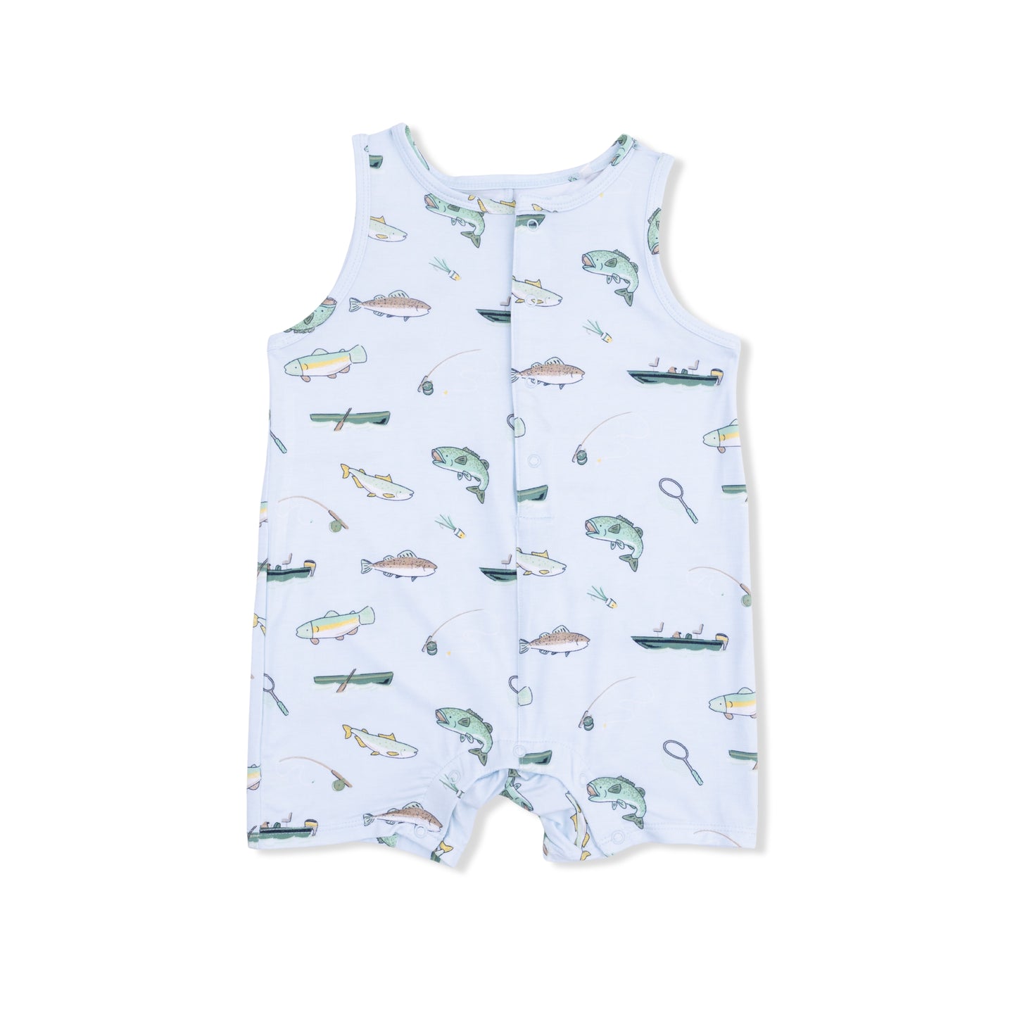 Fishing sleeveless shortie romper