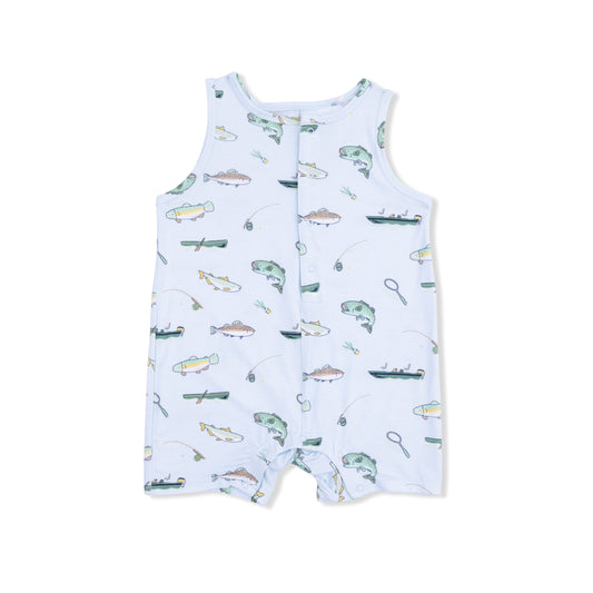 Fishing sleeveless shortie romper