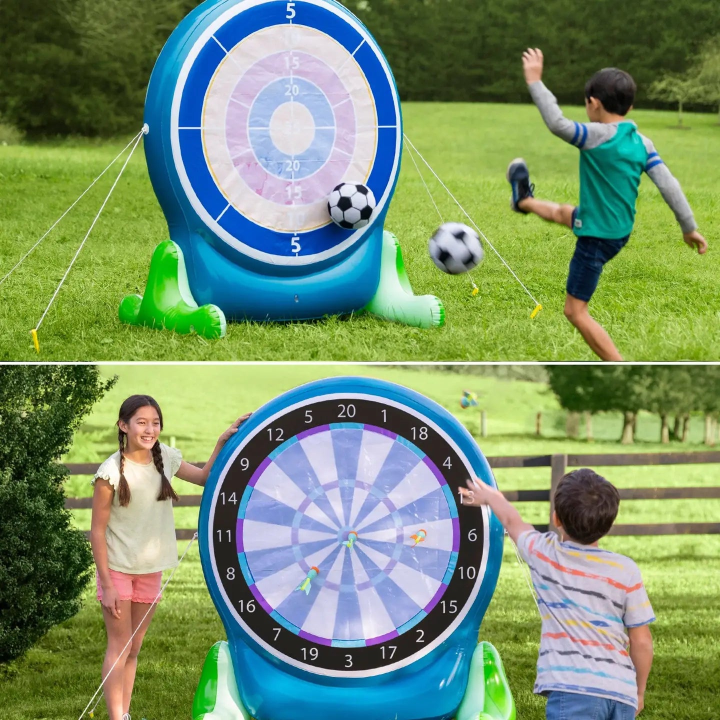 Giant inflatable 2in1 darts & soccer ste