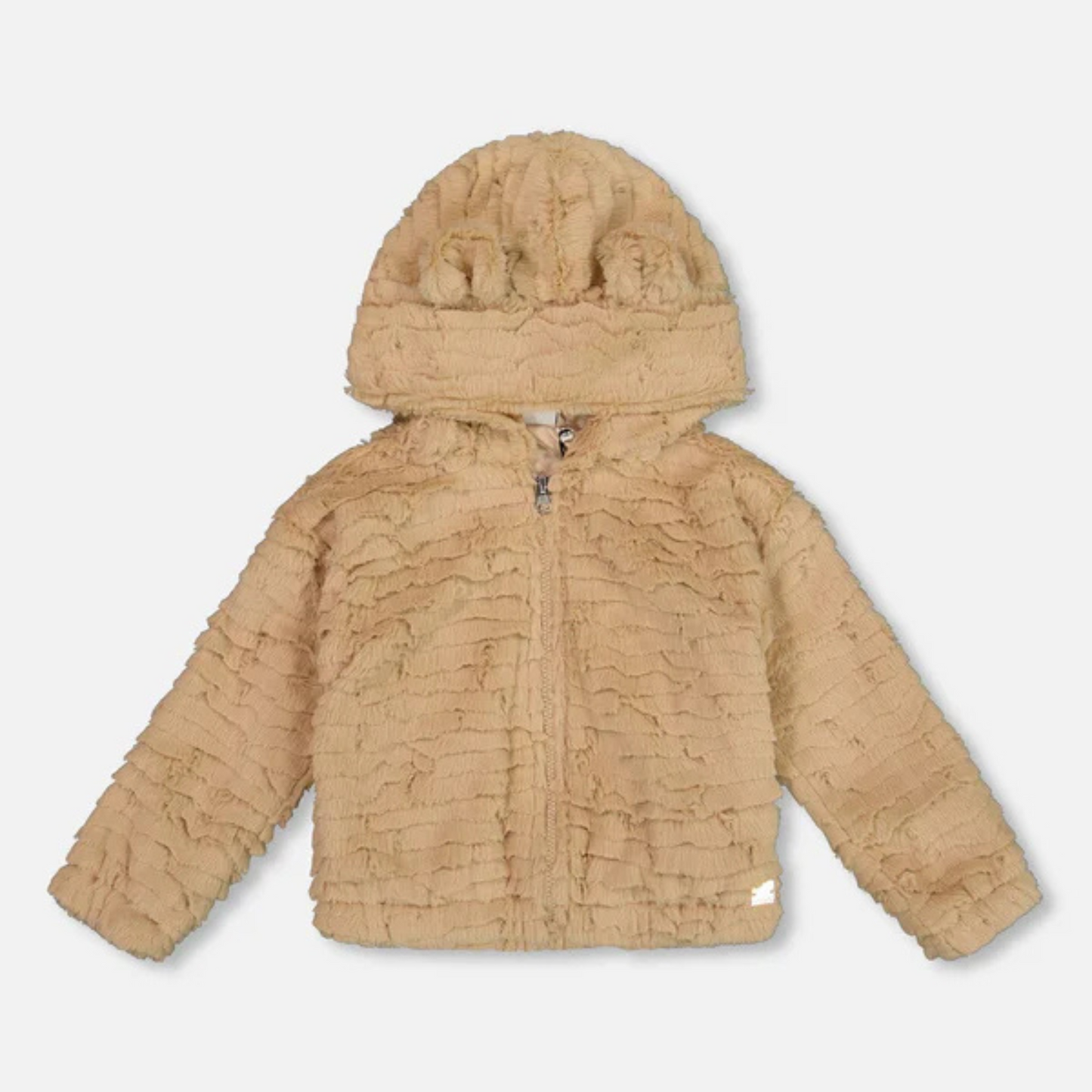 Fake fur hooded cardigan