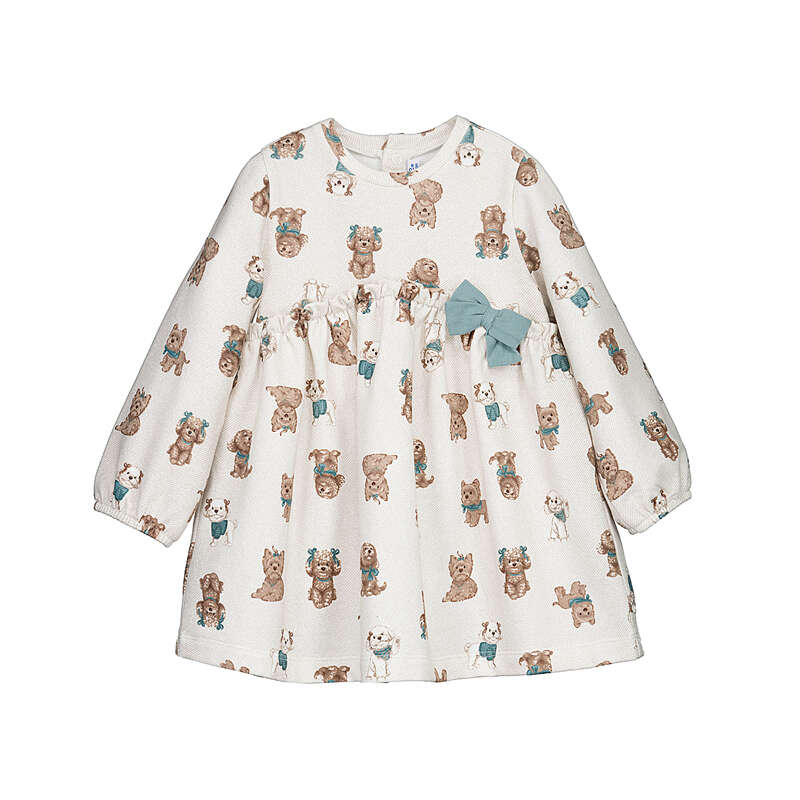 Cream dress w. puppies