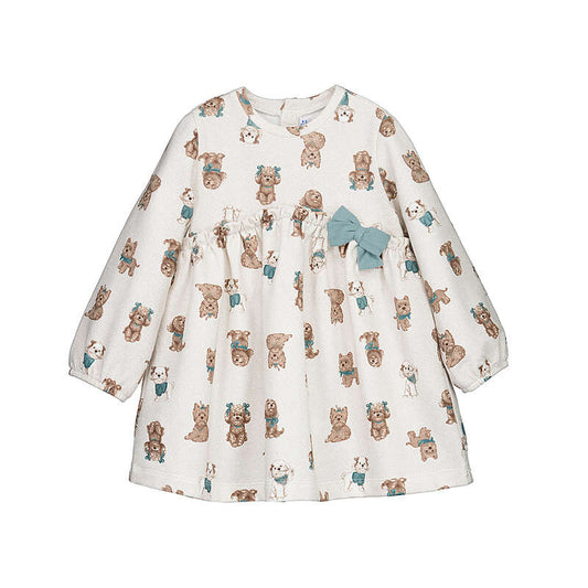 Cream dress w. puppies