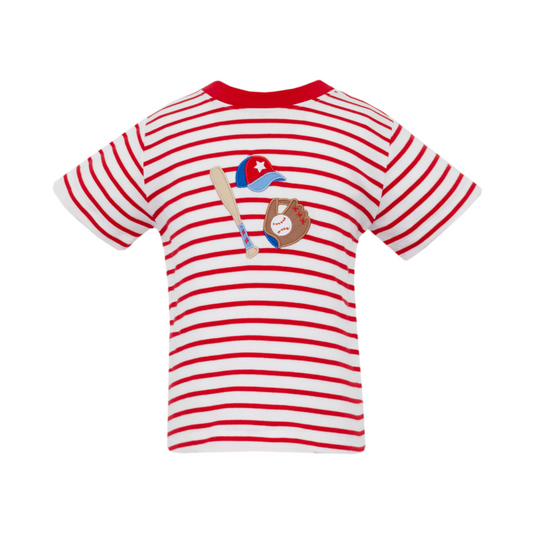 Baseball tshirt - red knit stripe