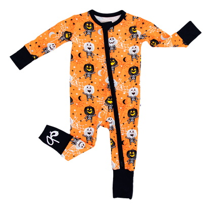 Michael glow in the dark conv. romper - jack skeletons